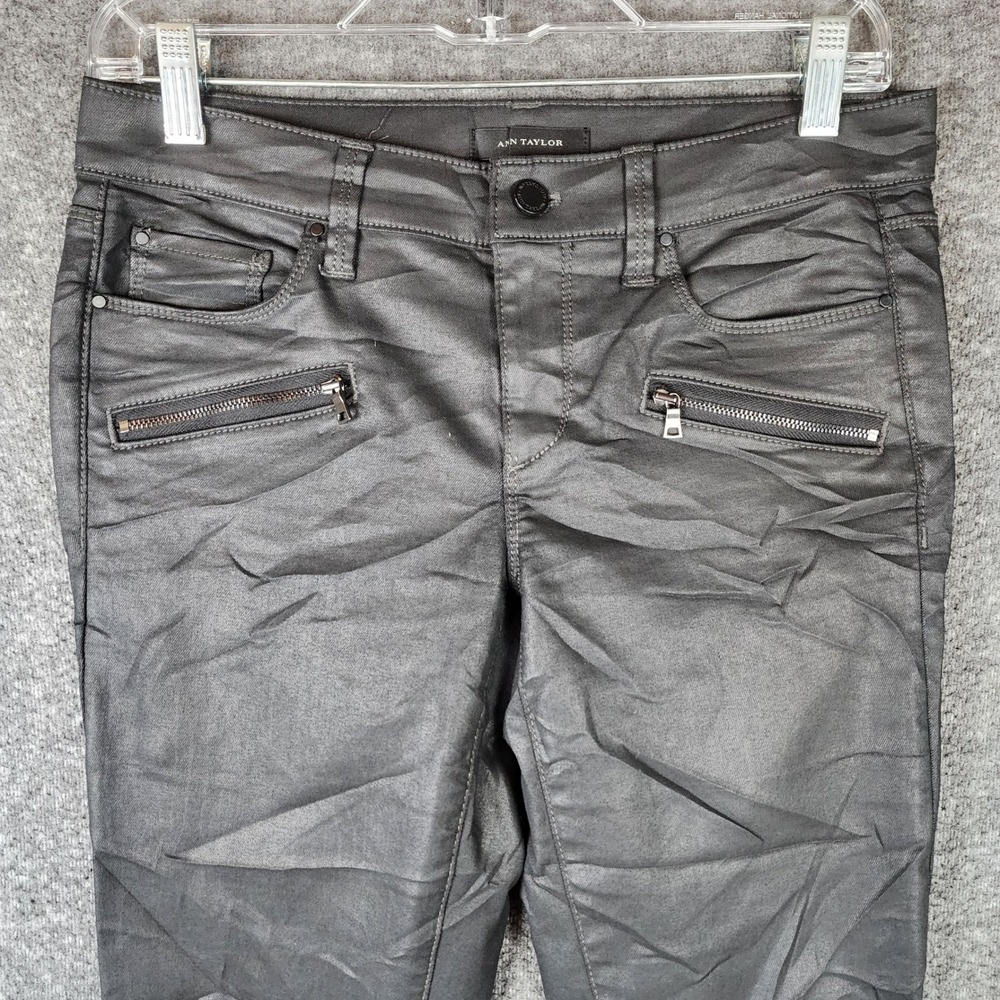 Ann Taylor Pants Womens 4 The Super Skinny Modern Fit Black Coated EUC - Picture 4 of 8